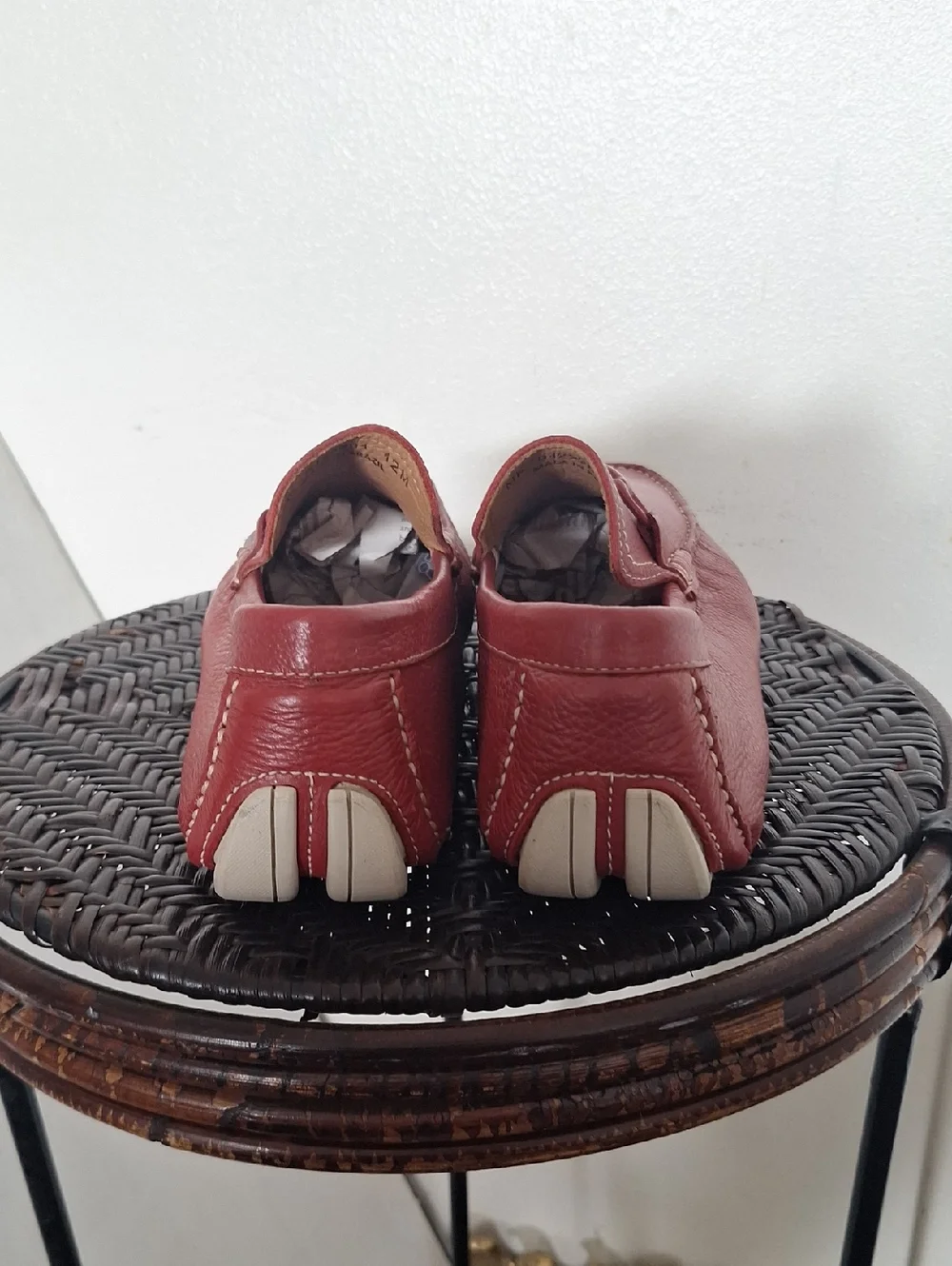 Mikekonos Driving Loafers Brazil Leather Red Men 12 M